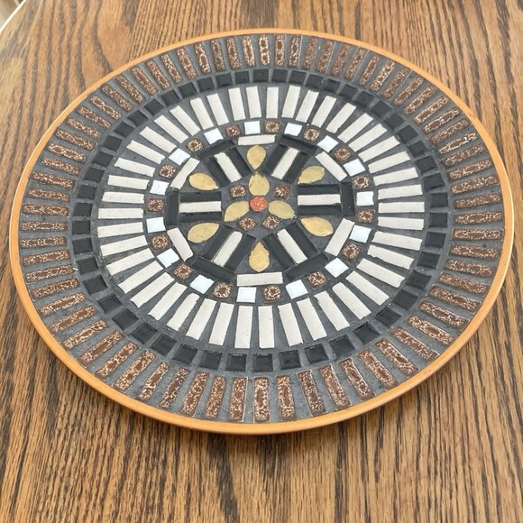 Vintage MCM Mosaic Tile Plate Decorative Decor Serving Mid Century - Picture 4 of 6